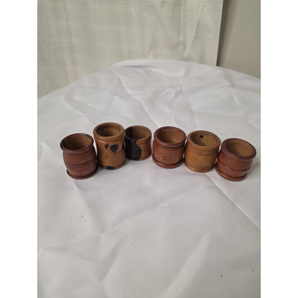 Assorted Wood Napkin Rings Lot Of 6